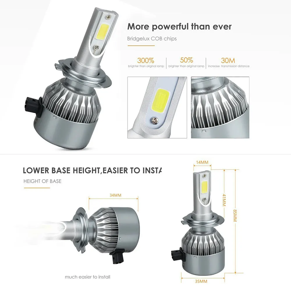 Sunmeg C6 светодиодные фары H7 LED H11 автомобильные лампы H4 H1 H3 9005 9006 881 Противотуманные 72