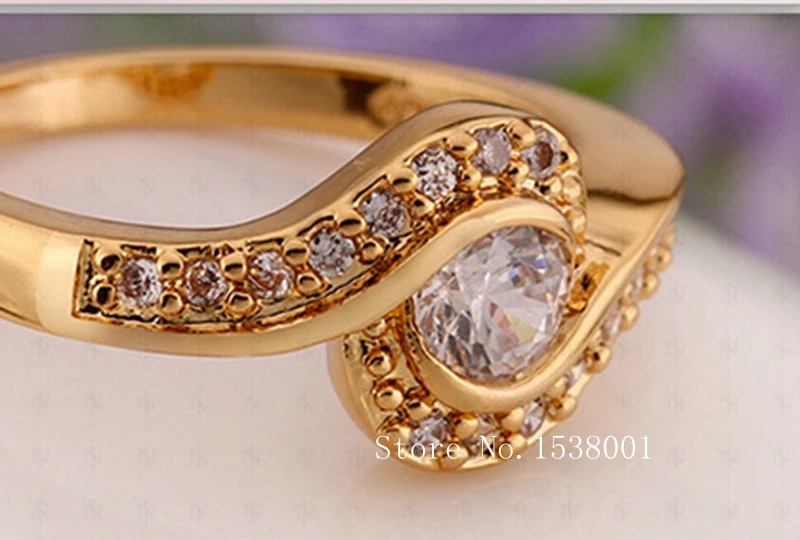 Пасьянс штампованное желтое золото GP женское кольцо размер 7 обручальное