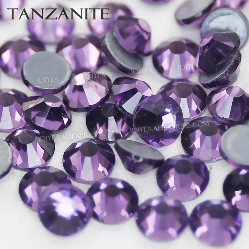 Tanzanite стеклянные плоские стразы горячей фиксации блестящие аксессуары для 3d
