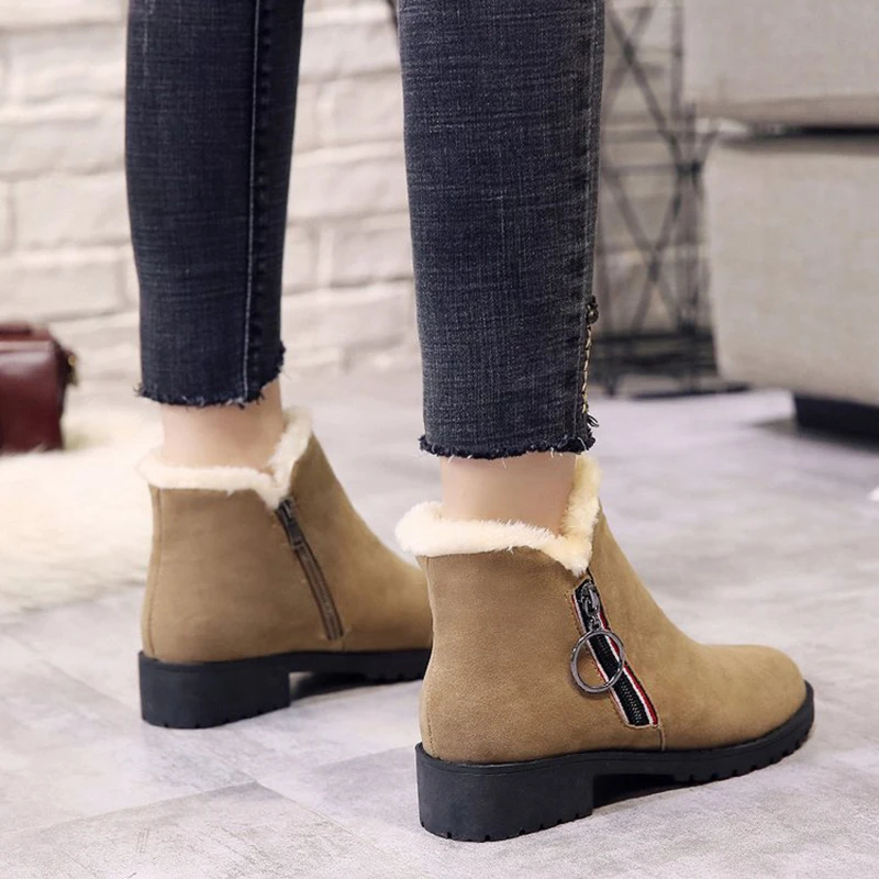 IFOND/2019 г. зимние сапоги Модные женские замшевые теплые плюшевые ботильоны для