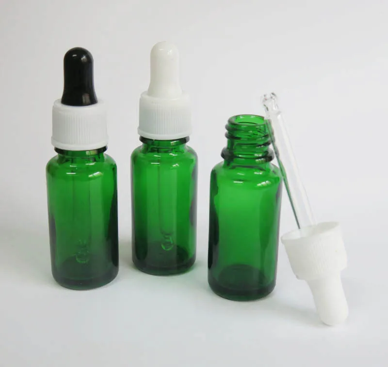 wholesale empty 100 Pcs/ Lot 15ml Green Glass dropper bottle, Reagent glass Dropper 15ml Aromatherapy Liquid Pipette Bottles