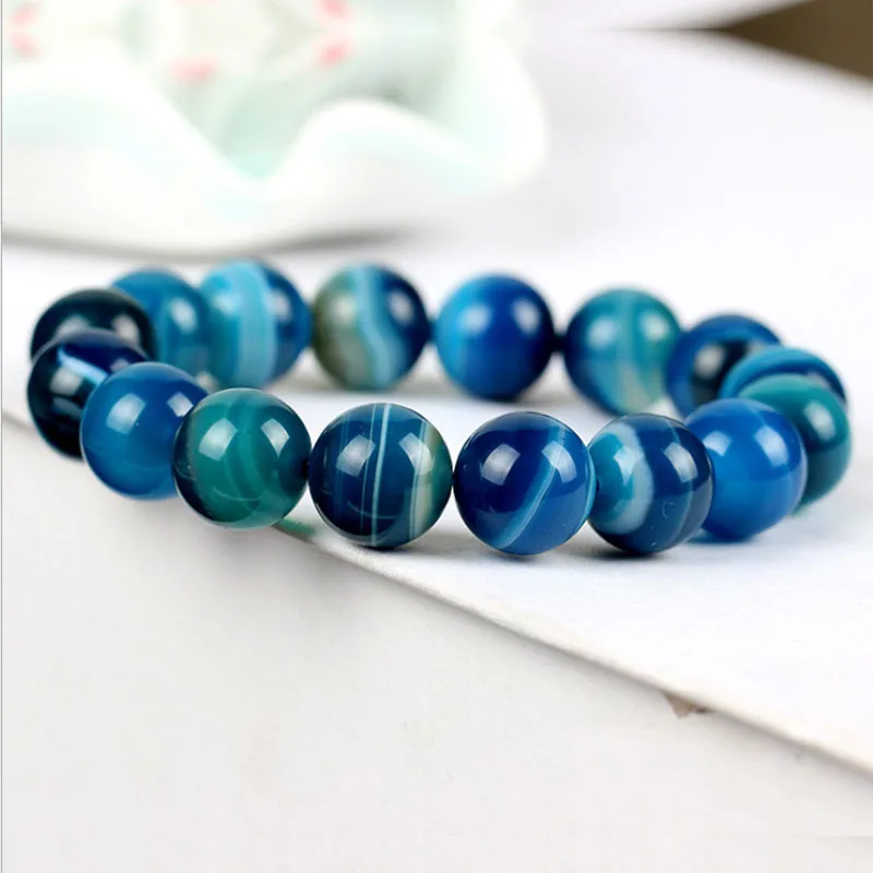 Синий браслет натуральный персидский Сардоникс камень кварц бусина надувной