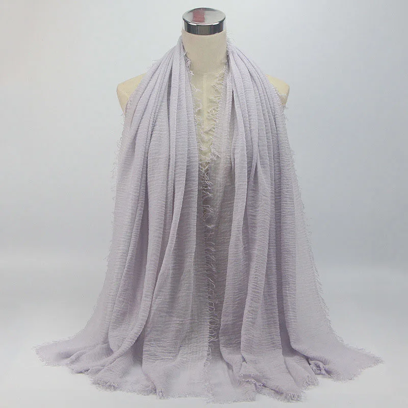 NEW women bubble cotton solid color muslim head scarf shawls and wraps pashmina bandana female foulard crinkle hijab stores