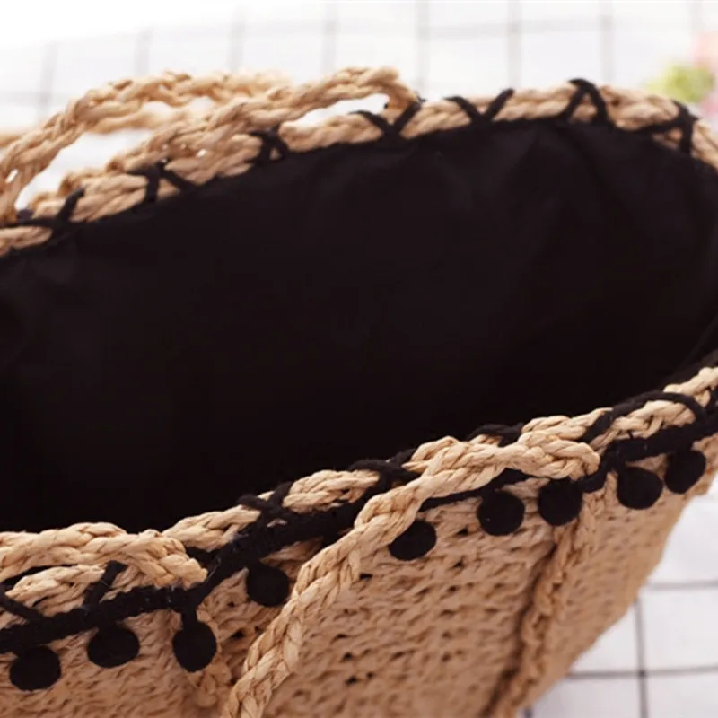 Оригинальный плетеной соломки сумка пляжная из ротанга Ретро Для женщин через