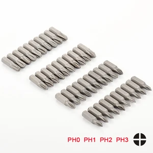 Набор насадок для электрической отвертки, комплект из 10 насадок 25 мм PH0 PH1 PH2 PH3 14 дюйма с шестигранным хвостовиком, комплект Противоскользящих крестовых отверток