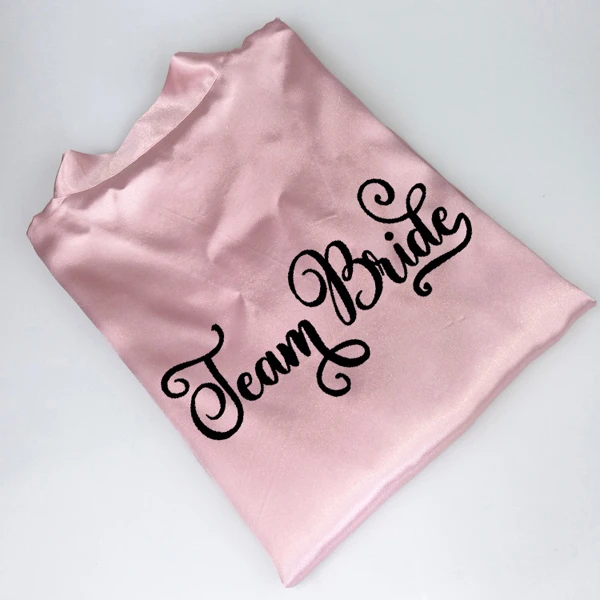 dark pink team bride C&Fung new design bride to be team bride Robe Satin Kimono Peignoir bridal shower wedding gift bridesmaid sexy women short robes - Цвет: dark pink team bride
