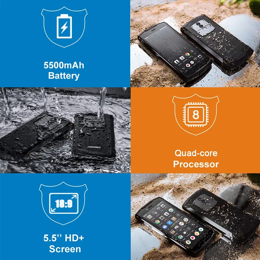 DOOGEE S55 Lite IP68 Водонепроницаемый Android 8 1 2 GB Оперативная память 16 Гб Встроенная 5500 mAh