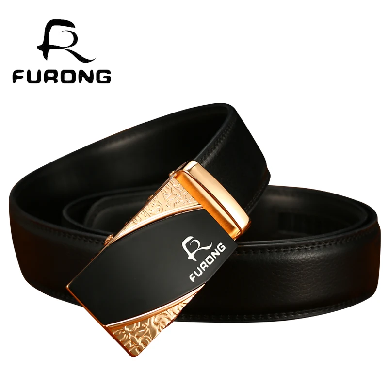 2018 New Simple Business Brand Designer Luxury Leather Belts Fine Alloy Automatic Type Business Man Belts Genuine Cow Leather