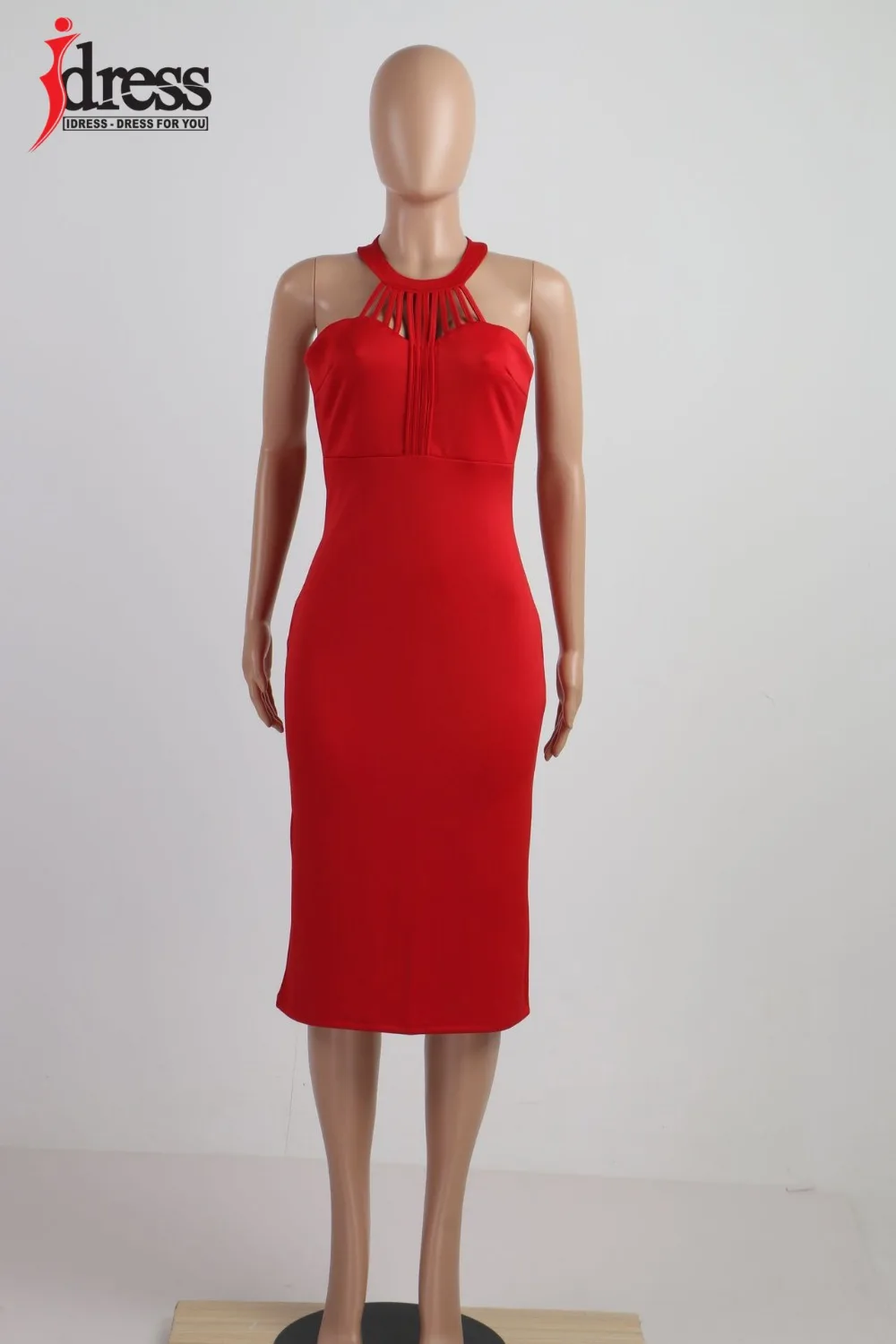 Женское Бандажное Хлопковое платье IDress Vestidos, летнее облегающее платье миди с молнией сзади до колена, Сексуальные вечерние платья