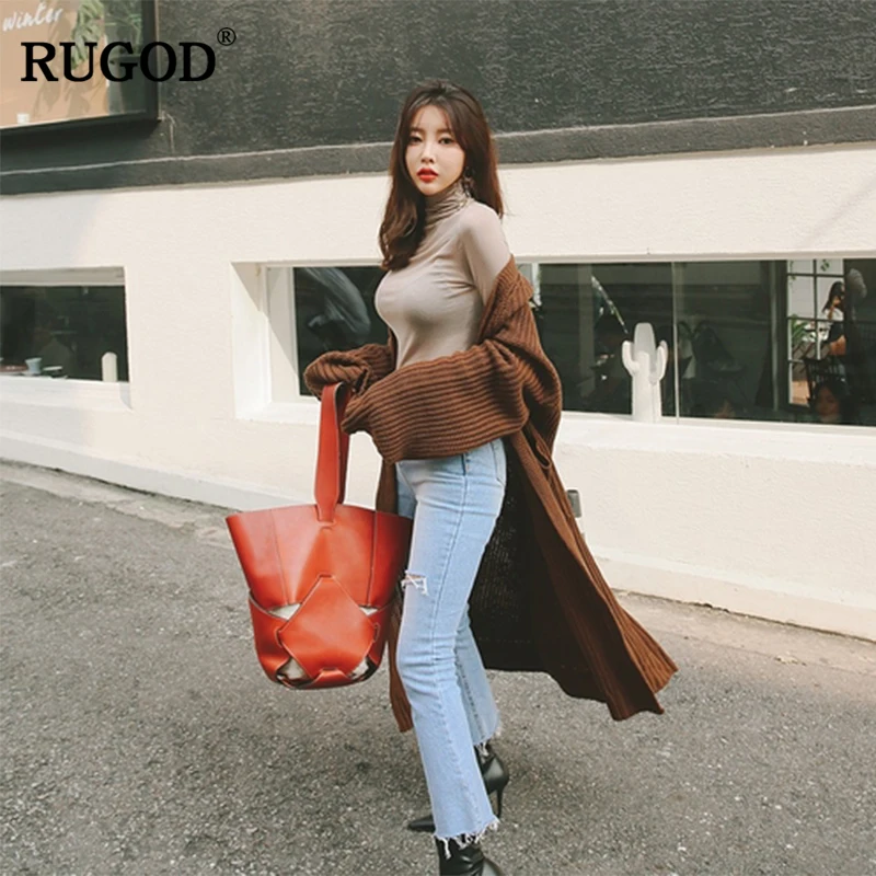 Новинка 2019 зимняя модная женская модель RUGOD с карманами необычный длинный