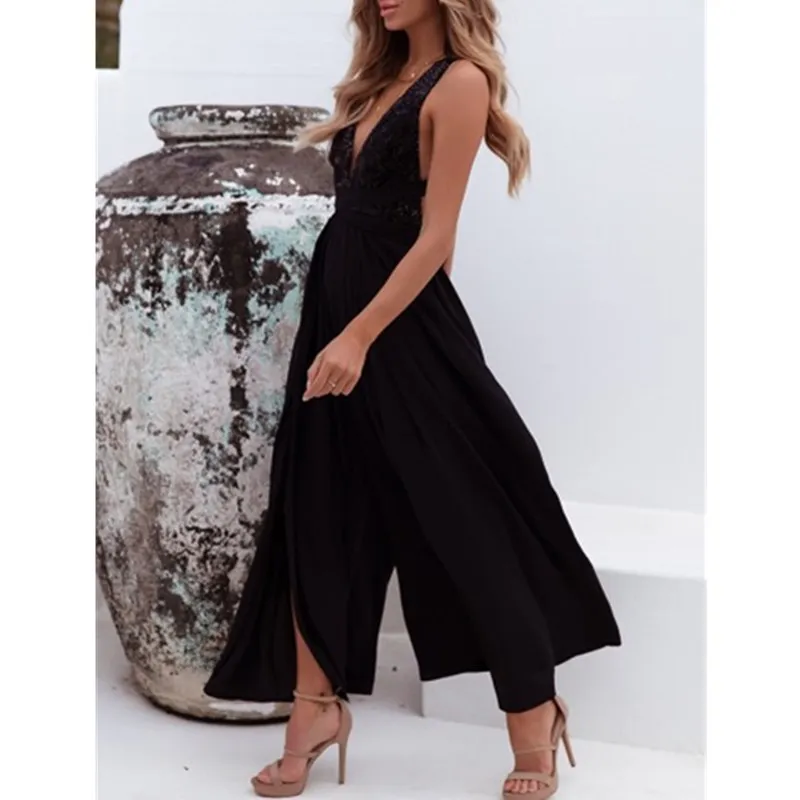 Женский комбинезон с глубоким v-образным вырезом повседневный Свободный