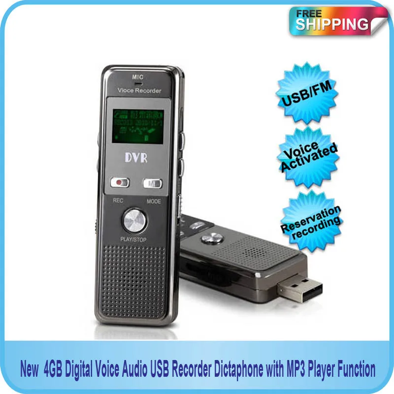 Новинка 4 Гб цифровой диктофон аудио USB с fm-радио mp3-плеер функция Бесплатная