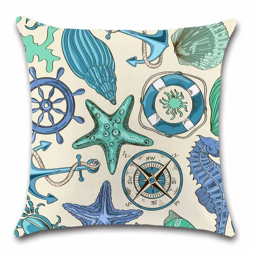 Якорная подушка в морском стиле &quotМорская&quot декоративная наволочка для дома