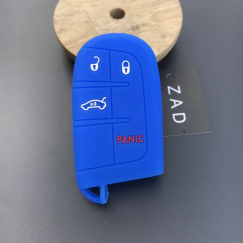 ZAD силиконовый чехол для автомобильного ключа CHRYSLER Dodge JEEP FIAT Smart Remote 3 + panic 4 кнопки