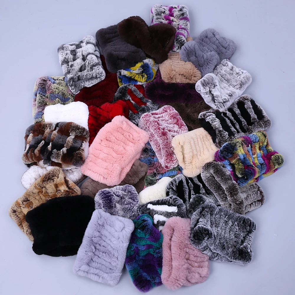 aliexpress.com - Women Real Fur Handmade Stretch Fur Scarf Knit Genuine Rex Rabbit Fur Headbands Girls Natural Fur Ring Cowl Snood Scarves Winter