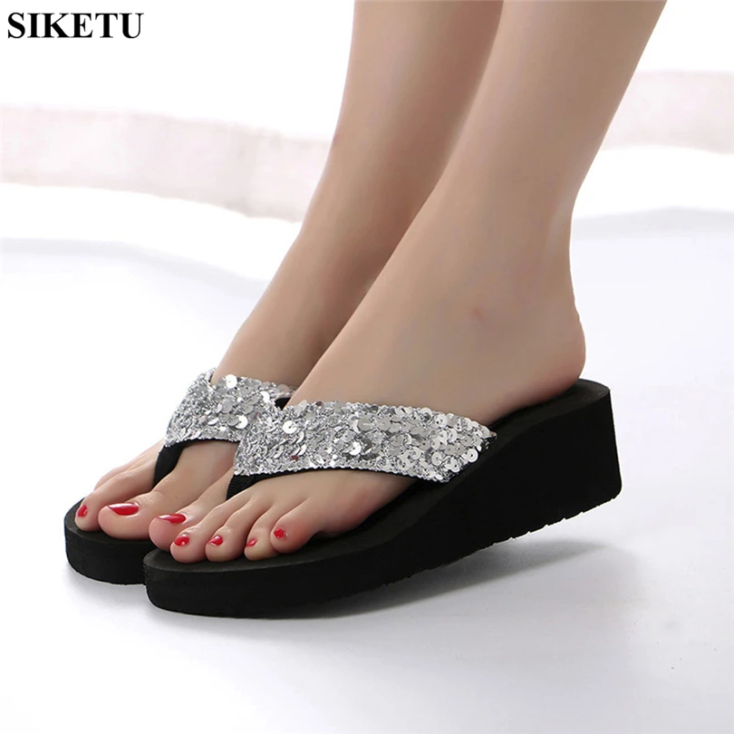 SIKETU/банные туфли женские босоножки на платформе вьетнамки танкетке Sapato Feminino