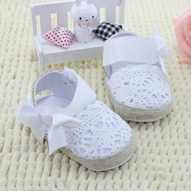 

Baby Girl Newborn Shoes Spring Summer Sweet Very Light Mary Jane Big Bow Knitted Dance Ballerina Dress Pram Crib Shoe
