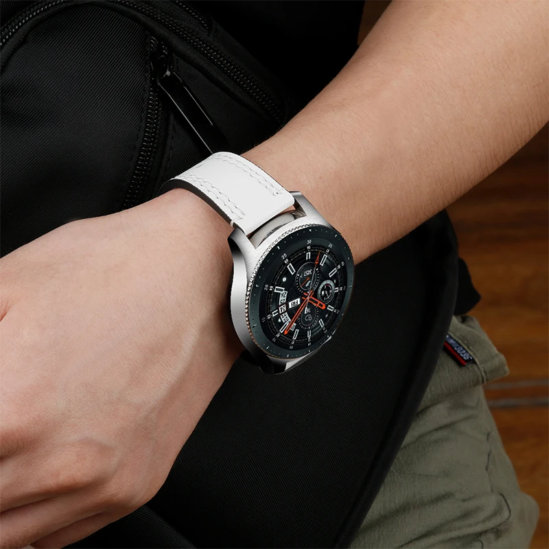 Ремешок для часов из натуральной кожи 22 мм Samsung Galaxy Watch 46 SM R800 быстросъемный
