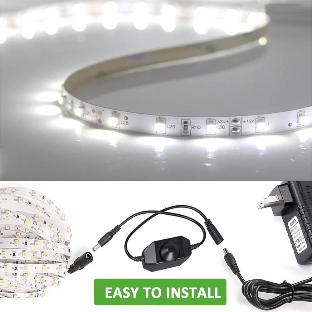 Затемнения светодиодный свет полосы комплект 300 SMD 2835 Светодиодный s 16.4ft/5 m 12 V