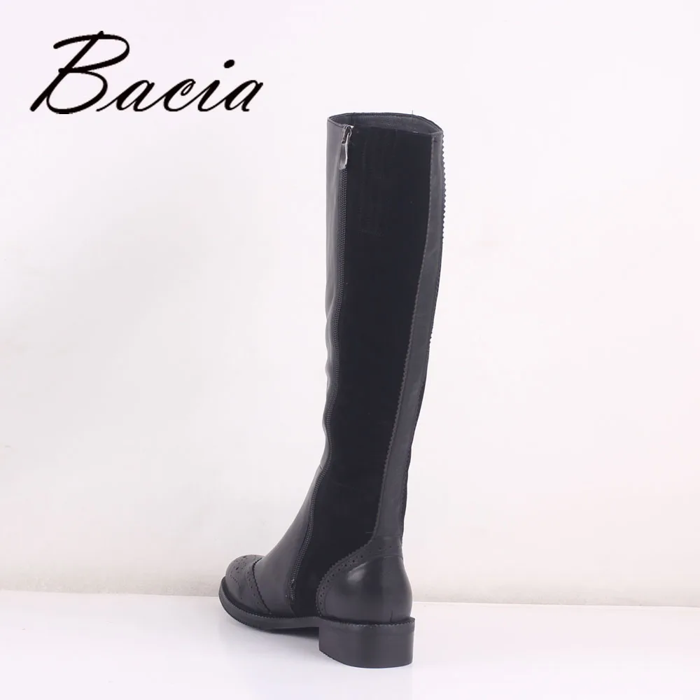 Bacia/100% натуральная кожа женская обувь сапоги до колена круглый носок квадратный