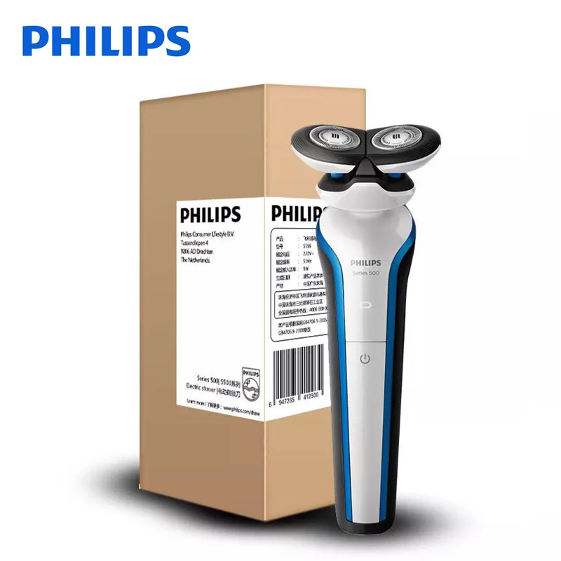 Philips профессиональная электробритва S566 перезаряжаемая 2 лезвия вращающаяся электробритва для лица Борода электрическая бритва для мужчин Влажная и сухая
