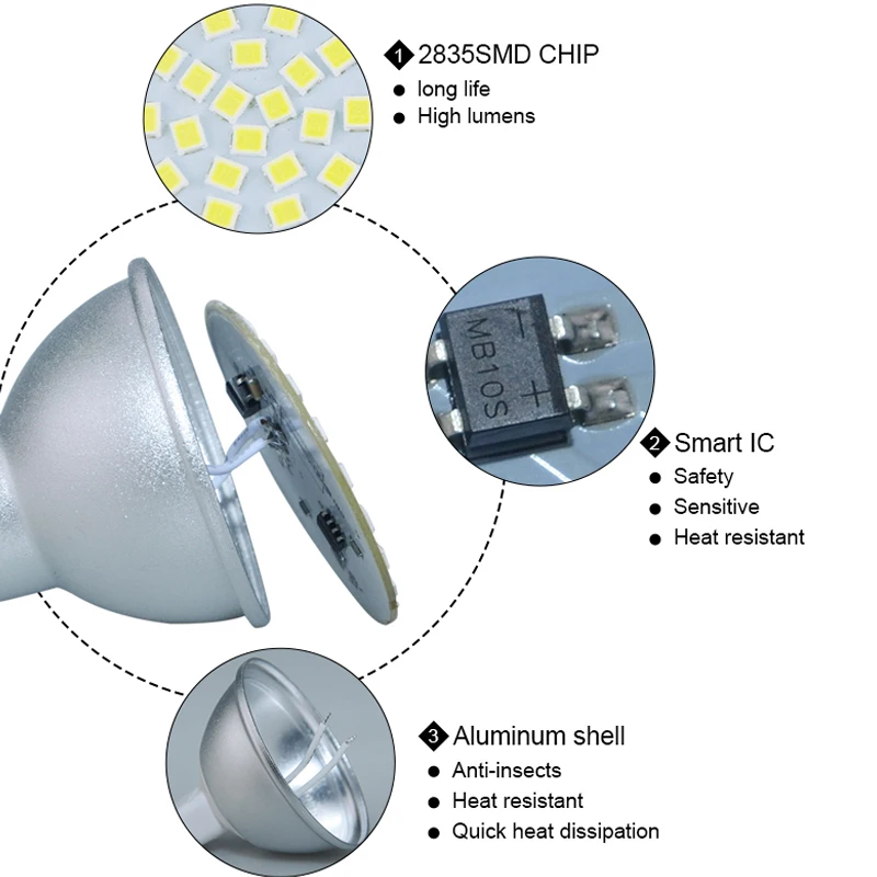 Светодиодный диодный прожектор MR16 GU10 5 Вт 7 9 220 В SMD 2835 60 70 80 дюймов | Лампы и