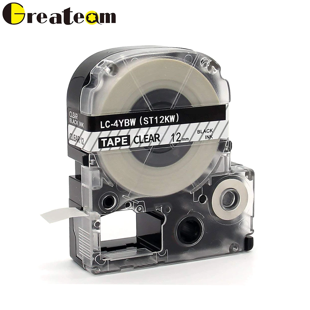 Greateam 1 шт. ST12K ST12KW LA 4YBW черный на прозрачном 12 мм для King Джим Epson принтер этикеток LW