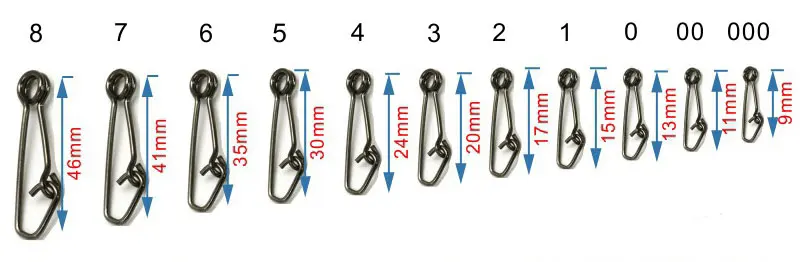 

[1000 pcs] NEW Bulk Nickel Plated Stainless Steel Hooked Snaps Fishing Connector Fishing Tackle Accessory Size #0~#6