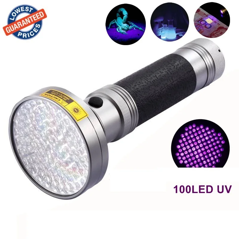 

AloneFire Super 100LED UV Light 395-400nm LED UV Flashlight Torch Light UV Lamp by AA Battery