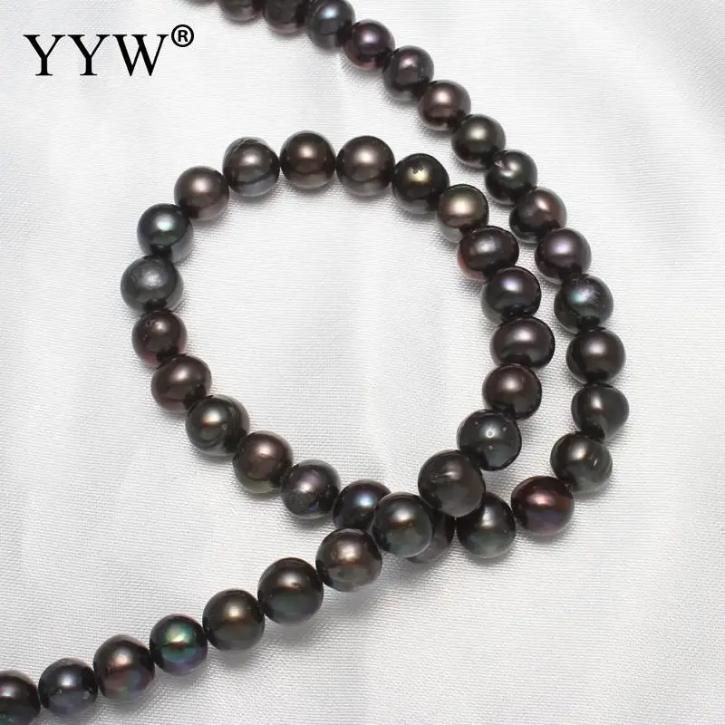 Круглые черные жемчужные бусины класса А 8 9 мм|beads for diy|freshwater pearl beadsloose beads |