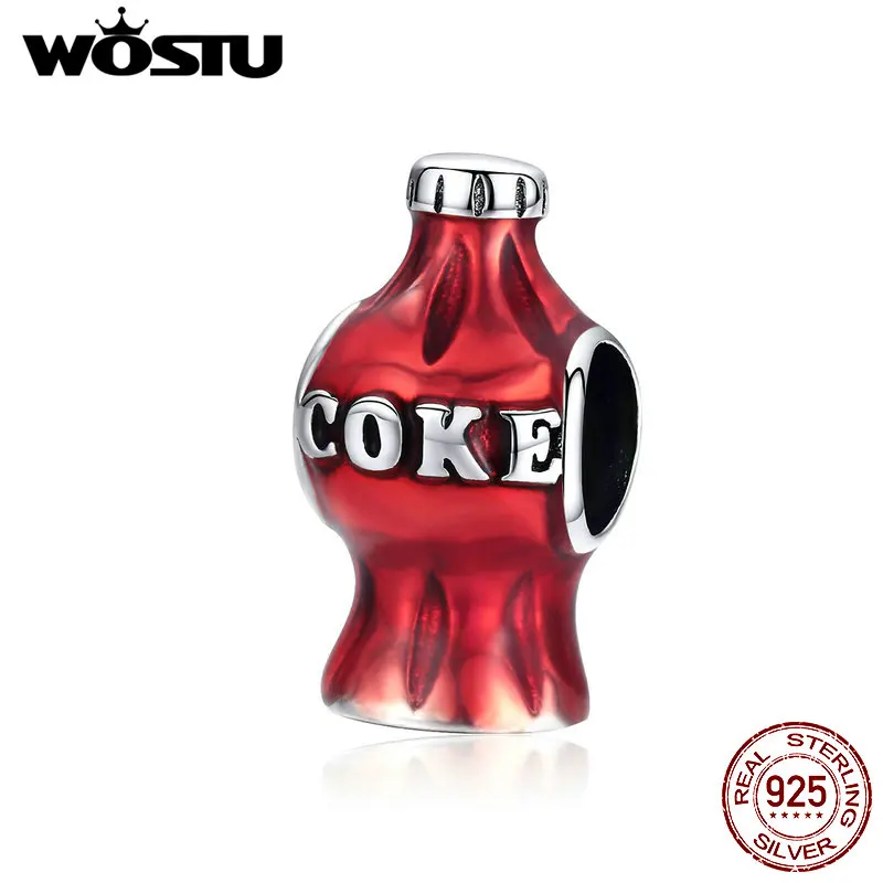 Бусины для браслета и WOSTU Красный Кокс Аутентичные серебряные бусины 925 пробы