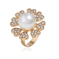 miara l fashion jewelry through hot style jewelry three dimensional flower ring personality fashion pearl ring for women