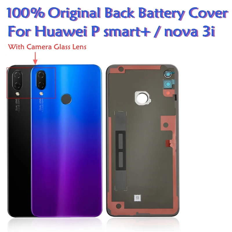 Оригинальный Huawei P Smart + Nova 3i задний корпус батарея стекло пластик Замена задней