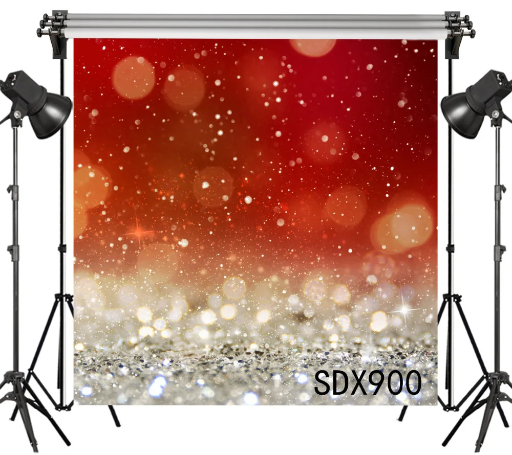 

LB Polyester & Vinyl Photography Photo Background Studio Backdrop Tiny Red And Silver Sequins Christmas Theme Dreamy Children
