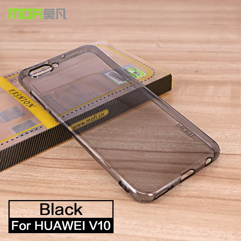 Huawei honor v 10 чехол 5,99 дюймов MOFi honor v 10 чехол силиконовый прозрачный мягкий TPU capas honor v 10 задняя крышка чехол - Цвет: black