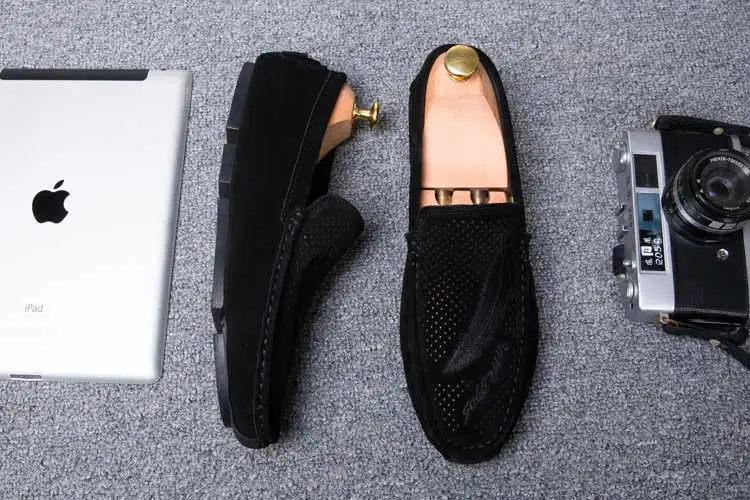 Mocassin homme de Lux; повседневные лоферы; Мужская обувь; дышащая обувь; модная мужская обувь; слипоны; мужские лоферы размера плюс 11; черный цвет