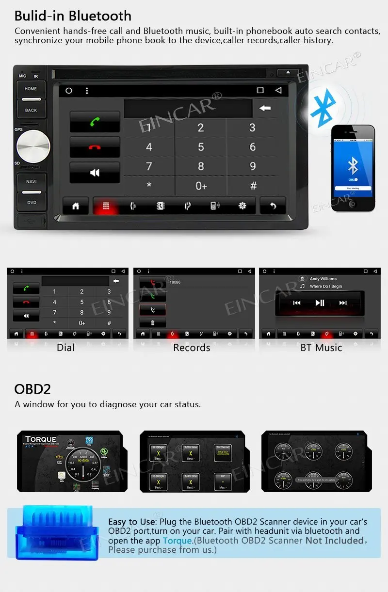 Беспроводной заднего вида Камера + Android 7.1 Сенсорный экран двойной дин стерео Авто