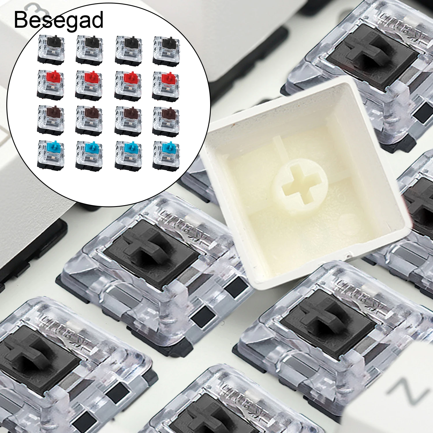 

Besegad 10PCS 3-Pin Replacement Transparent RGB KeyCaps Switches Keyswitches For Cherry MX Mechanical Keyboard Accessories
