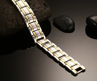 rose gold color titanium steel double row infrared magnetic bracelets bangles men germanium negative fashion jewelry