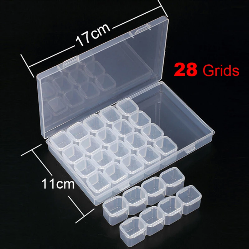 

28 pcs Grids Demontabel Diamant Borduurwerk Accessoires diamant schilderij Dozen Kruissteek Gevallen Organizer Thuis Opslag