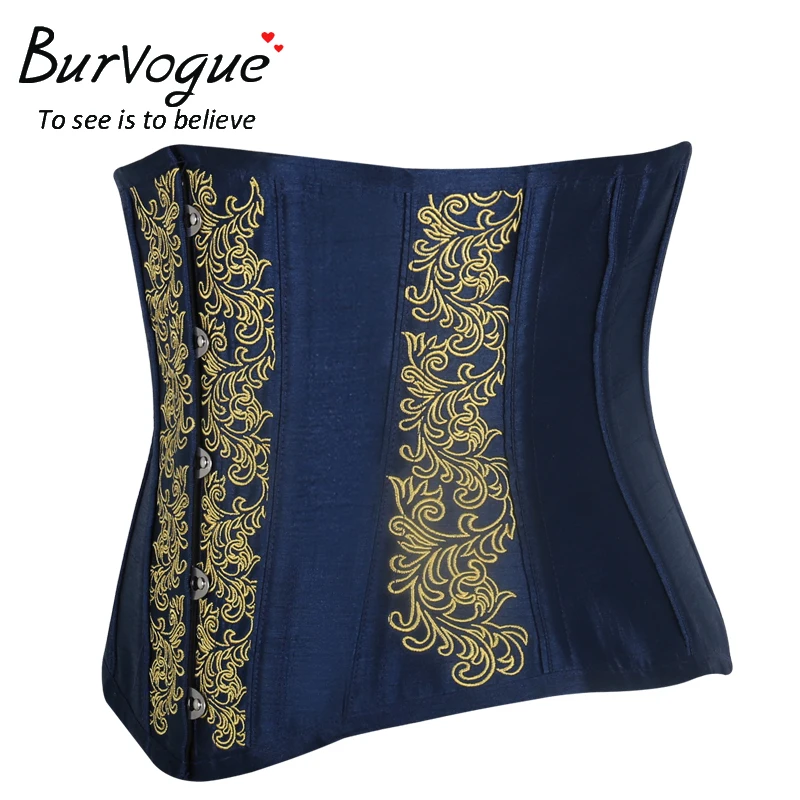 Burvogue Женский корсет под грудь атласный Стальные кости пояс готический стимпанк