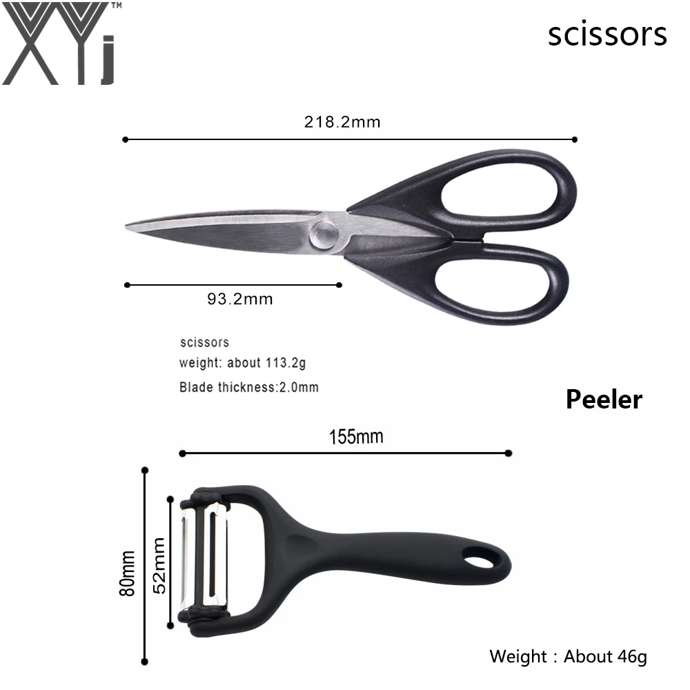 XYj Brand Handmade Cooking Tools Sharp Ktichen Knives 8&quot 3.5&quot Stainless Steel Knife + Durable Sharpening Bar Scissor Peeler | Дом и