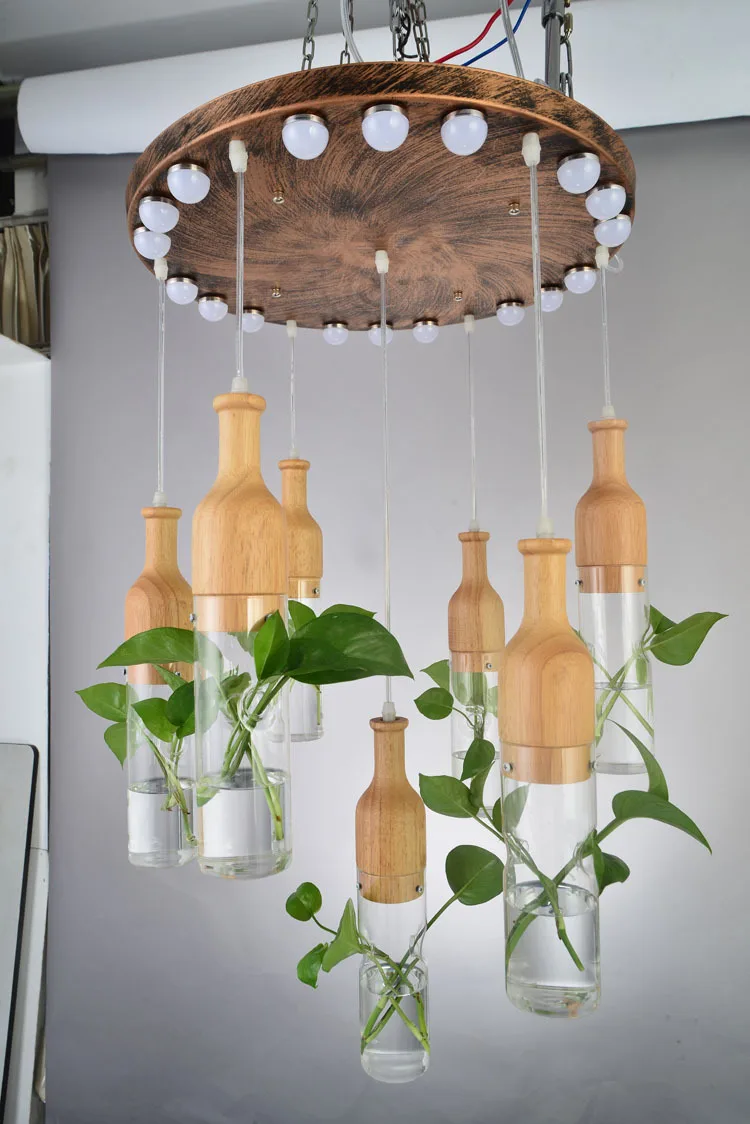 Креативный арт кулон Сделай Сам зеленые растения Led подвесной светильник