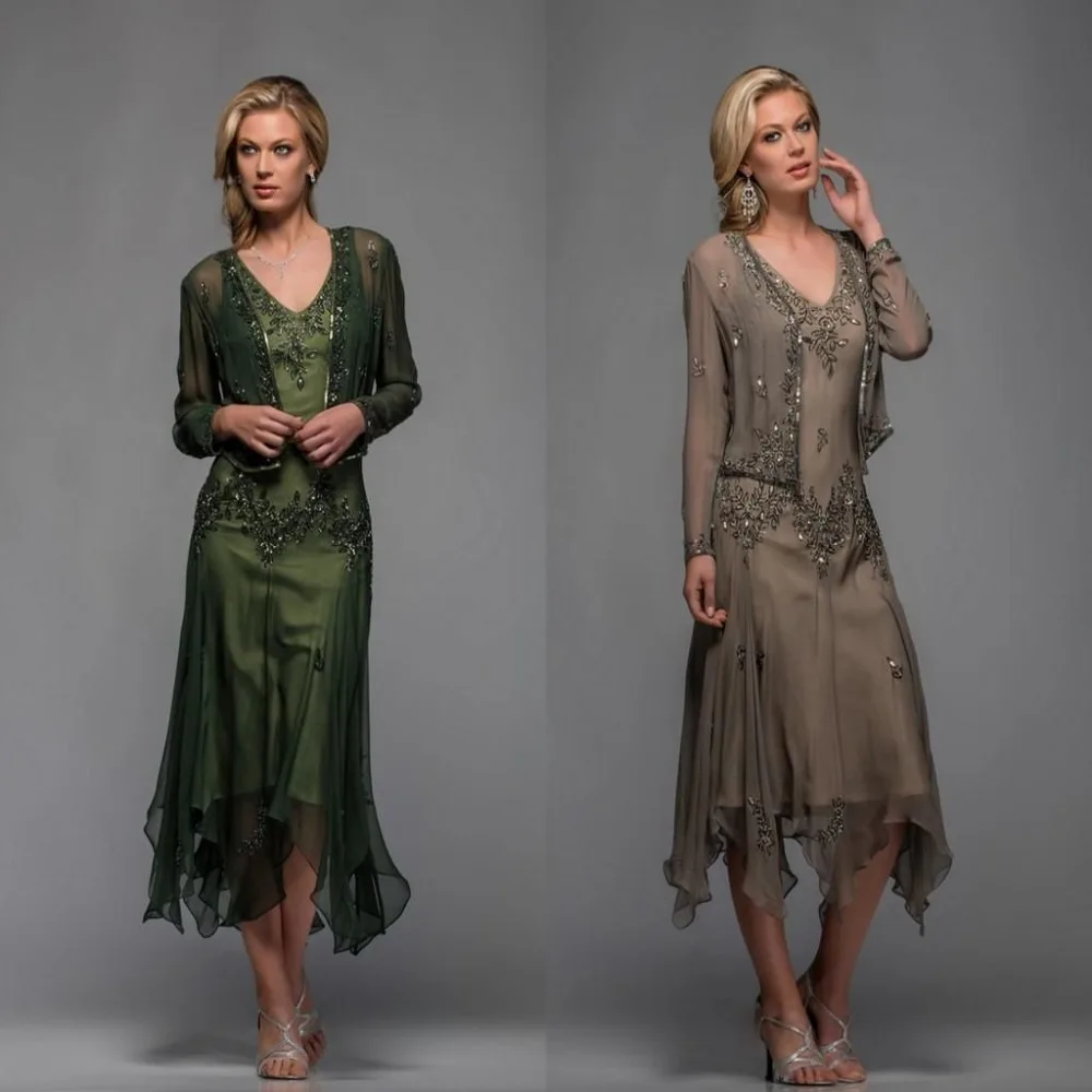 Vestido De Madrinha платья для матери жениха с жакетом шифоновые V образным вырезом длиной
