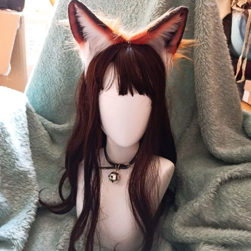НОВЫЙ LOL Косплей Аниме Лолита красная лиса neko уши головной убор ручной работы