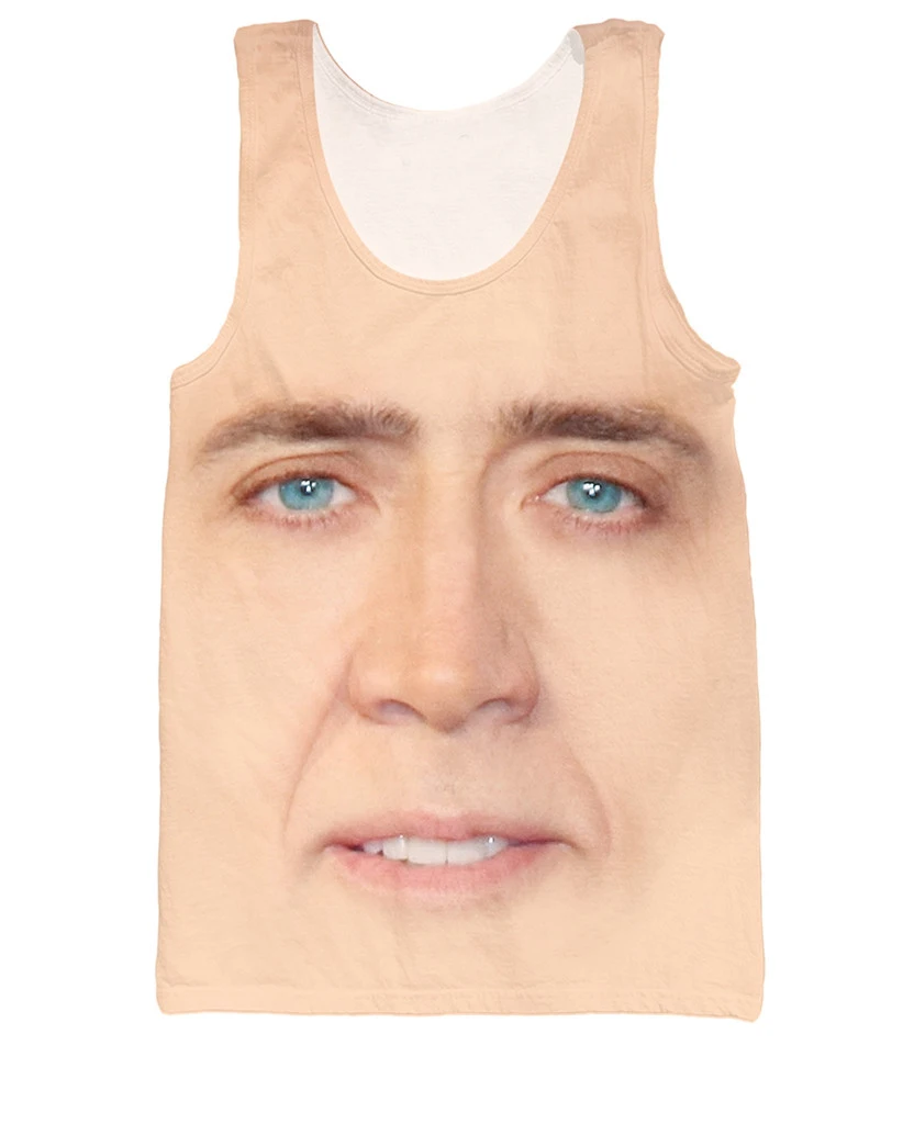 Nicolas Cage топ на бретельках гигантский с выдувным лицом Николя клетка 3d Принт футболки для женщин и мужчин топы модная одежда жилет