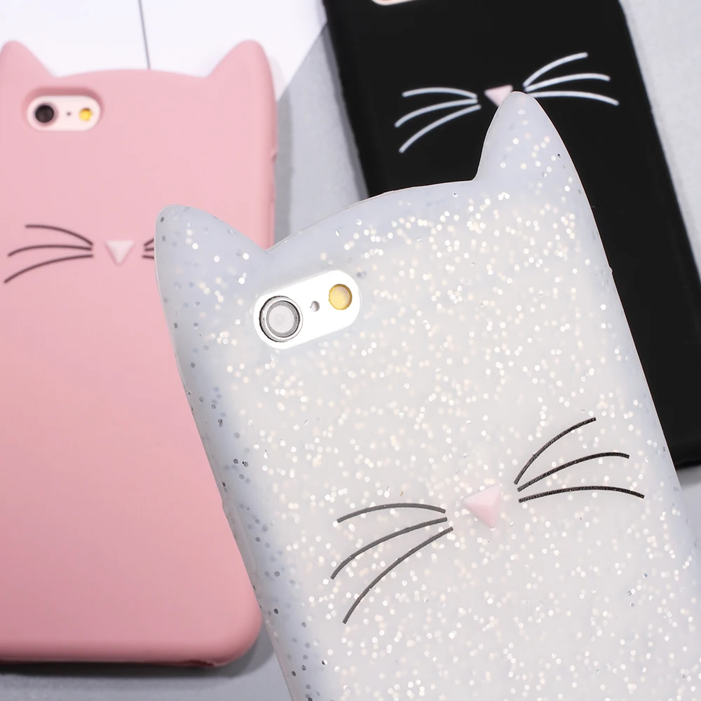 Dulcii телефона чехол для iPhone 6S 6 8 7 Plus плюс Симпатичные Обложка 3D кошка Мягкая