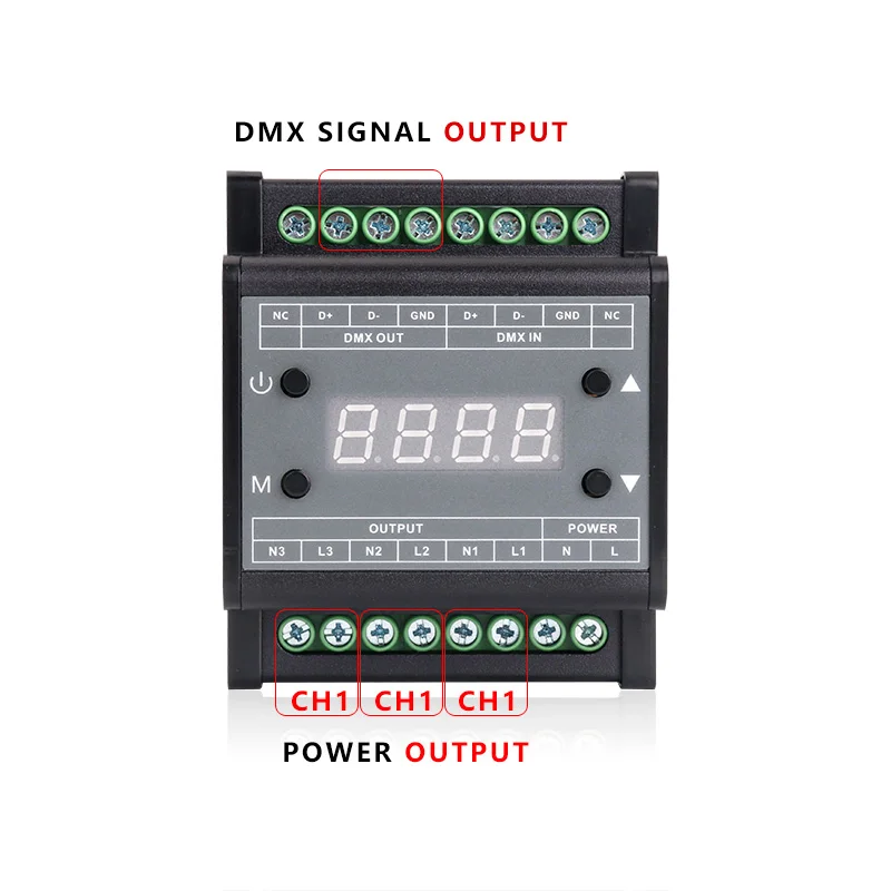 AC90 240V 3CH выходной направляющий Тип DMX triac диммер с цифровым трубным дисплеем может