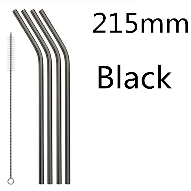 Black 215 4 шт./компл. Многоразовые соломинкой Высокое качество 304 Нержавеющая сталь металлическая соломинка с чистящая щетка для кружек панели инструментов - Цвет: Black 215