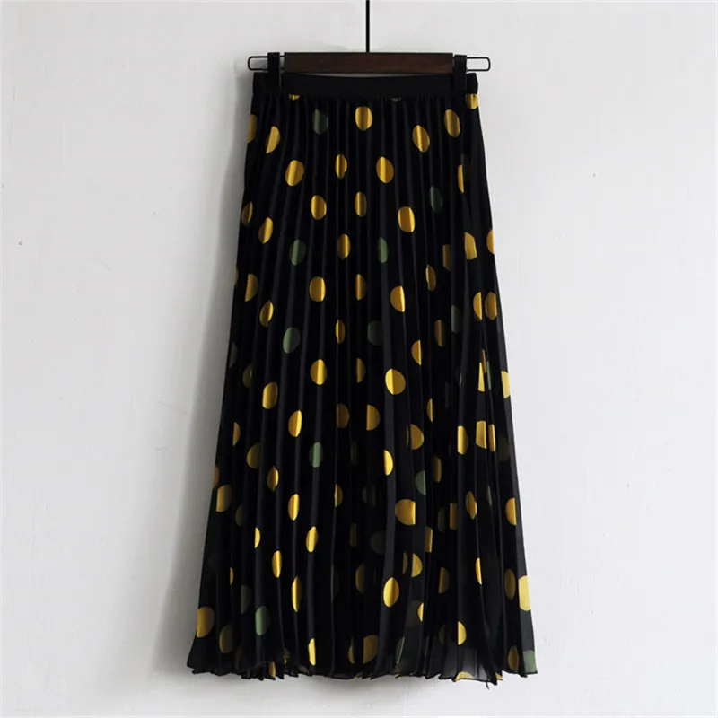 Летняя Фея Стиль Multi цвет горошек шифоновая юбка Эластичный Высокая талия